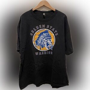 Alstyle Black Graphic Tee with Blue and Gold Warrior Emblem